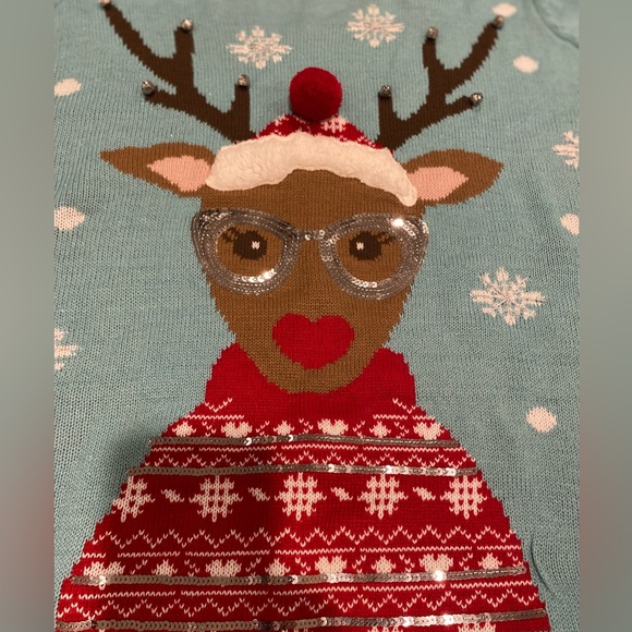 NEW Christmas Ugly Sweater blue reindeer sweater size 3X - Picture 3 of 6